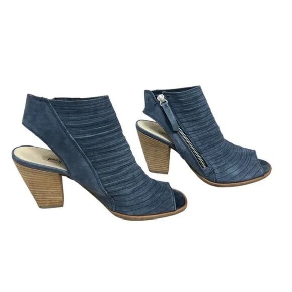 Paul Green Cayanne Peep Toe leather women's block heel booties size 6.5 / 9 - Picture 1 of 9